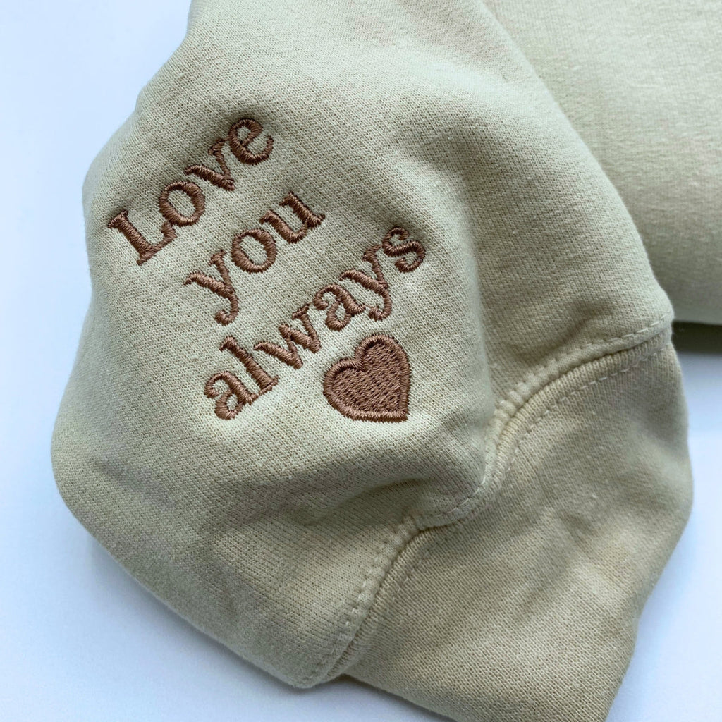 Custom Embroidered Sleeve Sweatshirt, Matching Sweatshirts for Couples Unique Gift Ideas for Him Her - Embroly