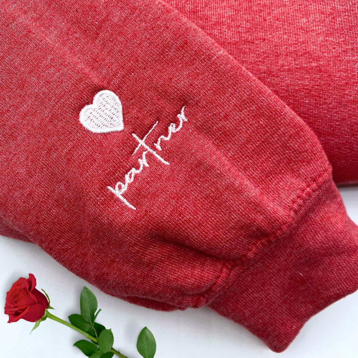 Custom Embroidered Sleeve Sweatshirt, Matching Sweatshirts for Couples Unique Gift Ideas for Him Her - Embroly