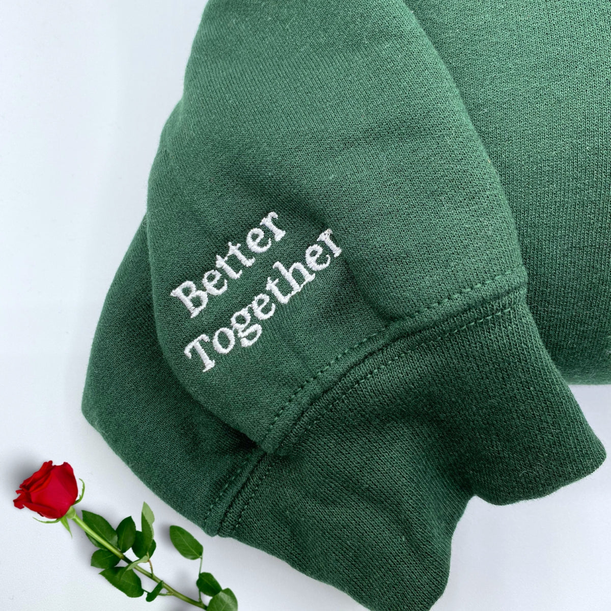 Custom Embroidered Sleeve Sweatshirt, Matching Sweatshirts for Couples Unique Gift Ideas for Him Her - Embroly